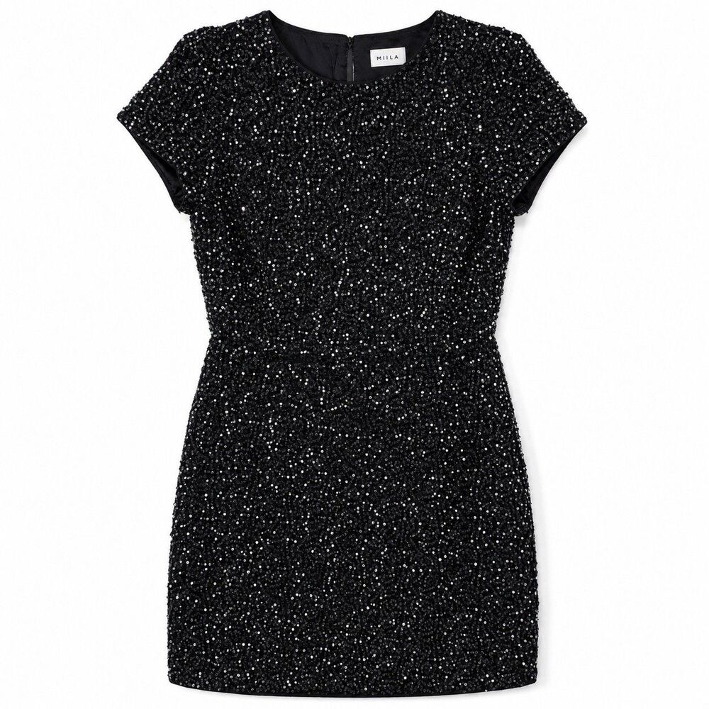 Milly Rowen Beaded Tweed Dress Women Size 8 Party Fairy Goth Evening Gown